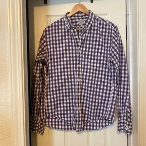 J Crew Mens Slim Fit Long Sleeve Button Up Shirt Purple & White Checkered - M